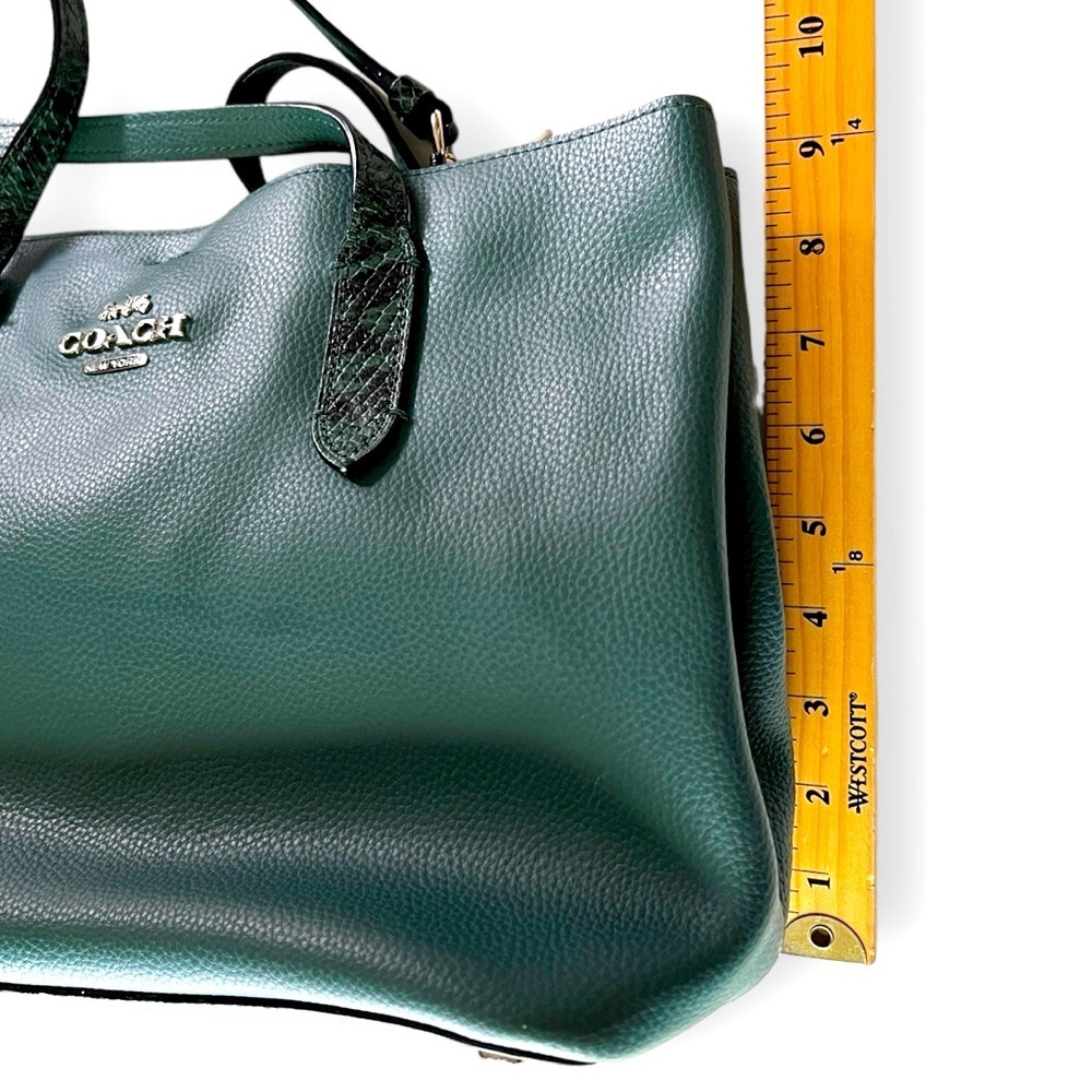 Coach Classic Avenue Cary-all Bag Dark Turquoise Green Snakeskin Embossed Straps - Picture 5 of 13